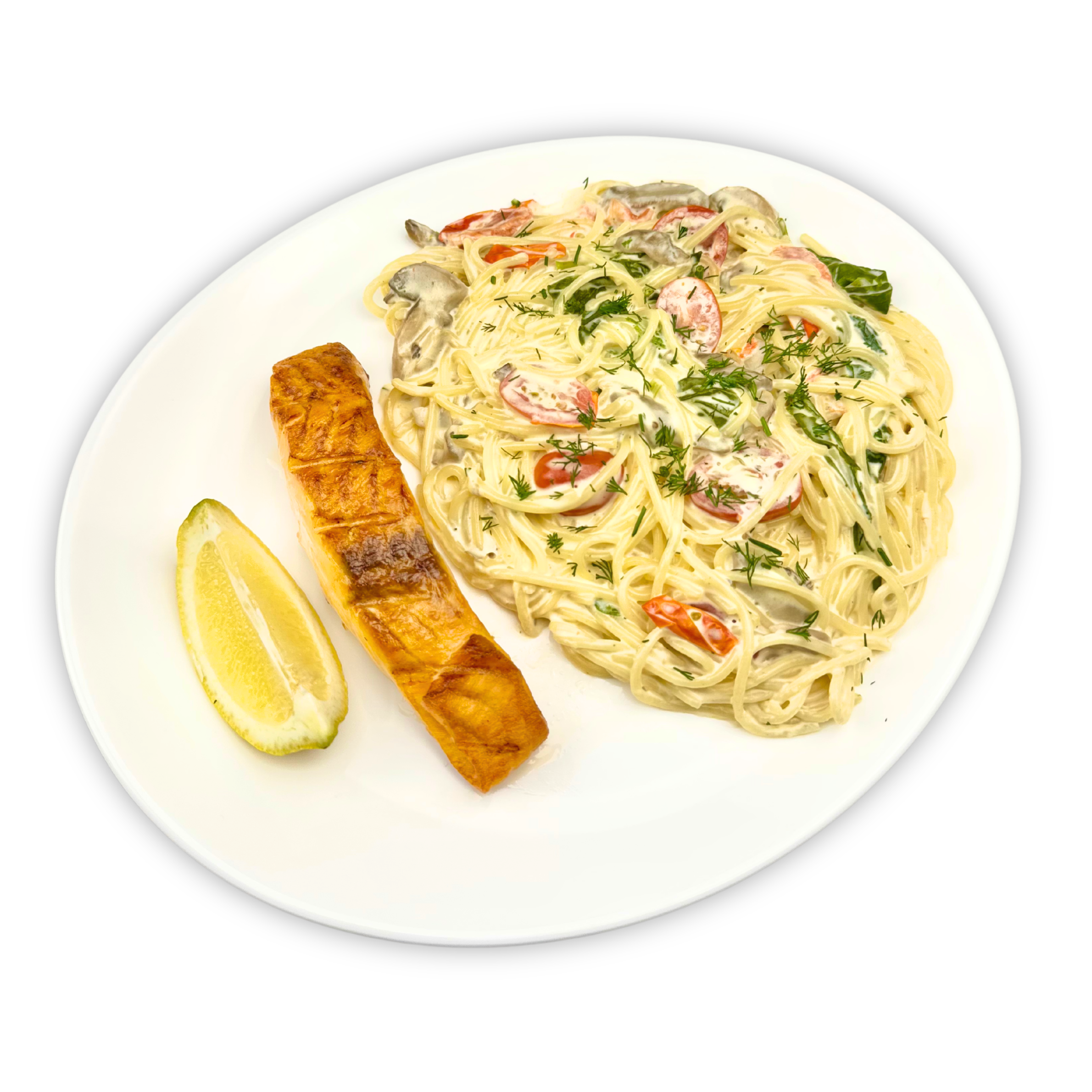 Lachsfilet mit Nudeln